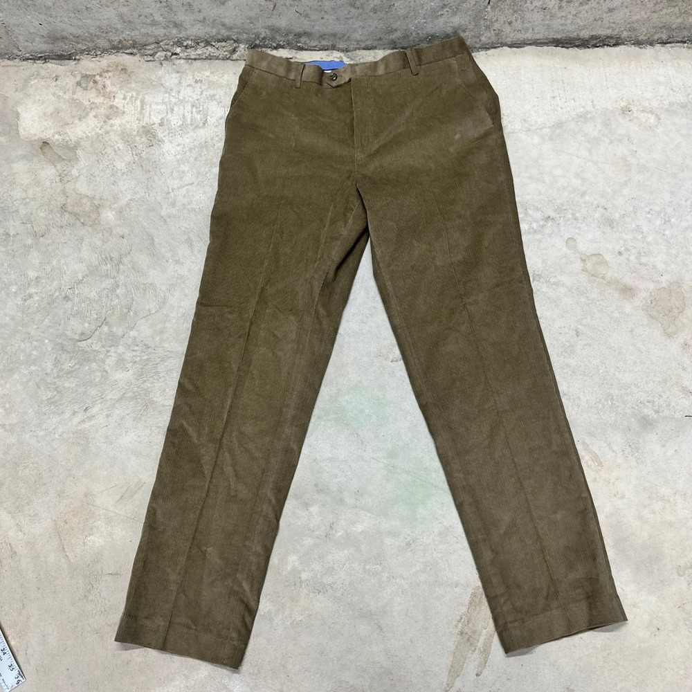 Tommy Hilfiger Mens Corduroy Pants Olive Green Classic Trousers 36x30